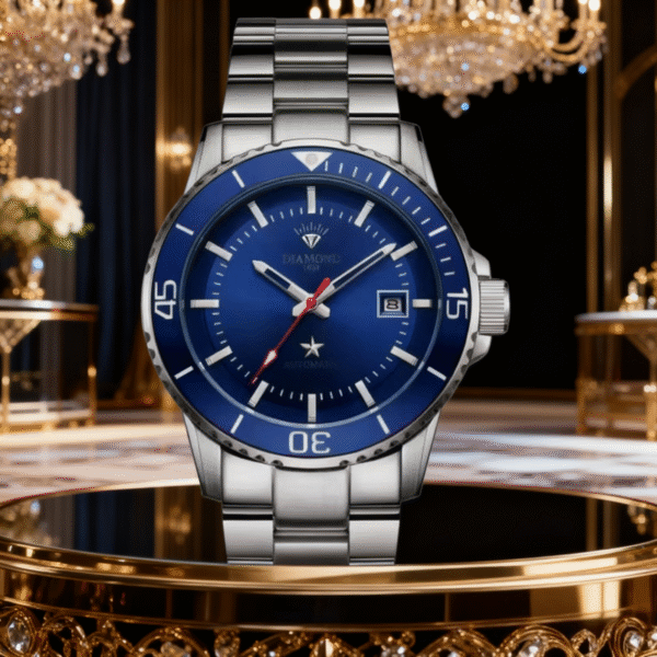 Diamond Old Shanghai Men’s Luxury Blue Submariner Watch – Automatic Mechanical, Luminous, Waterproof, Calendar Function