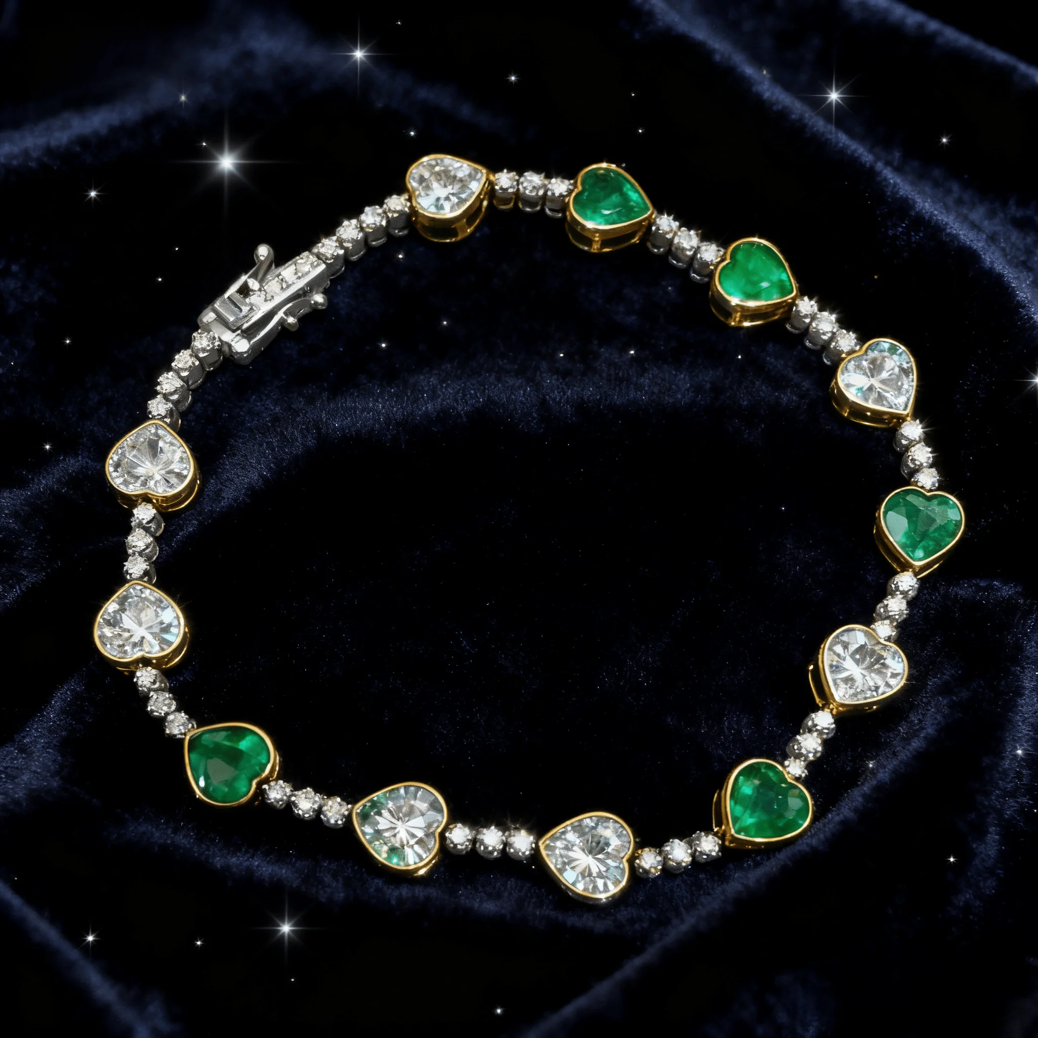 18K Gold Emerald Bracelet, 6.9 Carat Vivid Green Emerald with Diamonds, Anniversary Gift for Wife, Valentine's Day Jewelry