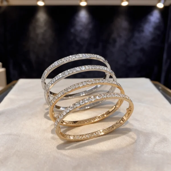 Romantic Starry Sky Bracelet, 18k Rose Gold LOVE Wide Band, 10 Diamond Wedding Gift for Her, Couples Jewelry, Anniversary Gift