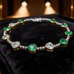 18K Gold Emerald Bracelet, 6.9 Carat Vivid Green Emerald with Diamonds, Anniversary Gift for Wife, Valentine's Day Jewelry