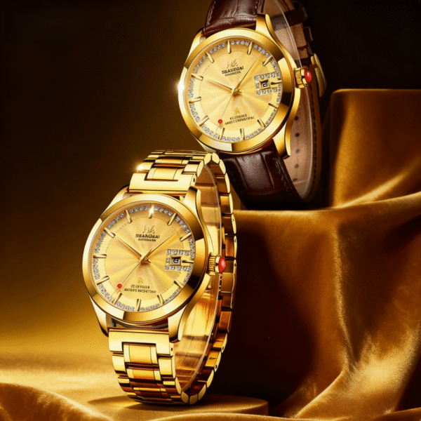 Shanghai Diamond 18K Gold Men’s Automatic Watch – Luxury Timepiece for Men