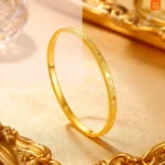 18K Yellow Gold Clove Bangle, Elegant Concubine Oval Bracelet, Dainty Gold Bangle, Smooth Finish Jewelry, Valentine's Day Gift for Her, Anniversary Gift