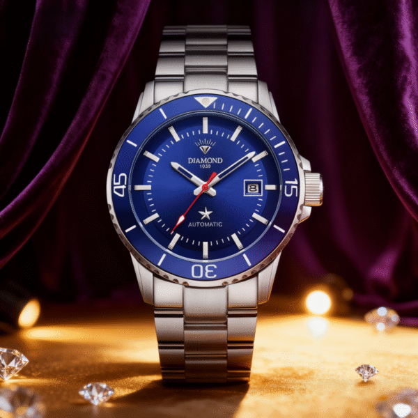 Diamond Old Shanghai Men’s Luxury Blue Submariner Watch – Automatic Mechanical, Luminous, Waterproof, Calendar Function