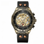 Binbang Vintage Bronze Automatic Mechanical Watch for Men – Retro Fashion Casual Wristwatch, Steampunk Style Gift for Him
