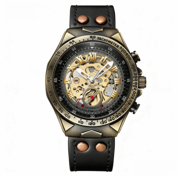 Binbang Vintage Bronze Automatic Mechanical Watch for Men – Retro Fashion Casual Wristwatch, Steampunk Style Gift for Him