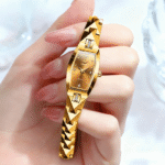 Women’s Luxury Watch – Swiss Imported Movement, Elegant Gold Tungsten Steel Waterproof Quartz Wristwatch