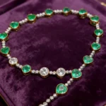 18K Gold Emerald Bracelet, 6.9 Carat Vivid Green Emerald with Diamonds, Anniversary Gift for Wife, Valentine's Day Jewelry