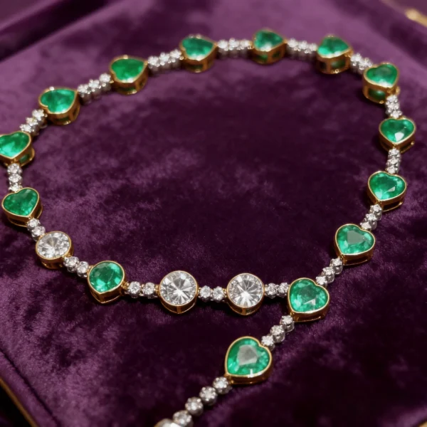 18K Gold Emerald Bracelet, 6.9 Carat Vivid Green Emerald with Diamonds, Anniversary Gift for Wife, Valentine's Day Jewelry