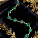 18K Gold Emerald Bracelet, 6.9 Carat Vivid Green Emerald with Diamonds, Anniversary Gift for Wife, Valentine's Day Jewelry
