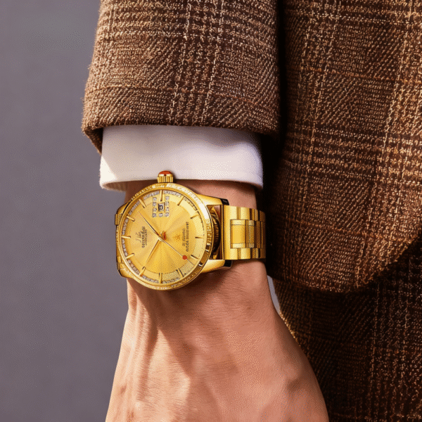 Shanghai Diamond 18K Gold Men’s Automatic Watch – Luxury Timepiece for Men