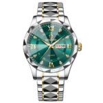 BINBOND genuine men's watch waterproof luminous dual calendar watch men's quartz watch diamond pointed top glass