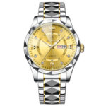 BINBOND genuine men's watch waterproof luminous dual calendar watch men's quartz watch diamond pointed top glass