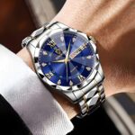 BINBOND genuine men's watch waterproof luminous dual calendar watch men's quartz watch diamond pointed top glass