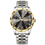 BINBOND genuine men's watch waterproof luminous dual calendar watch men's quartz watch diamond pointed top glass