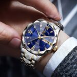BINBOND genuine men's watch waterproof luminous dual calendar watch men's quartz watch diamond pointed top glass