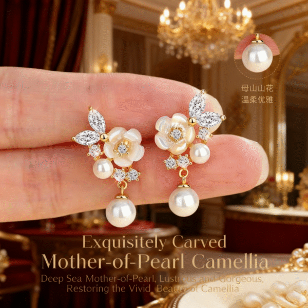 2025 New Light Luxury Camellia Earrings – S925 Sterling Silver Women’s Jewelry, High-End Romantic Gift for Girlfriend