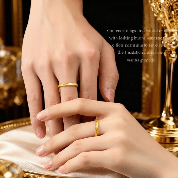 2025 New Light Luxury Pure Gold Couple Ring – Elegant 24K Gold Women’s Ring, Birthday Gift for Girlfriend