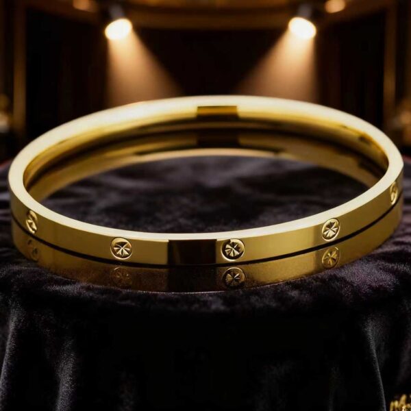 18K Rose Gold & Yellow Gold Starburst Bangle – Elegant Concubine Oval Bracelet, Smooth Finish | Valentine’s Day Gift | 6g / 9g / 12.8g