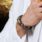 JOHN HARDY Naga Collection Traditional Dragon 18K Gold and Black Rhodium Silver Bracelet with Blue Sapphires — Premium Contemporary Luxury