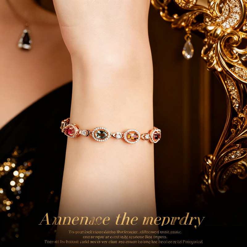 2025 New Light Luxury Silver Tourmaline Bracelet – High-End Women’s Fashion Jewelry, Elegant Gift for Girlfriend