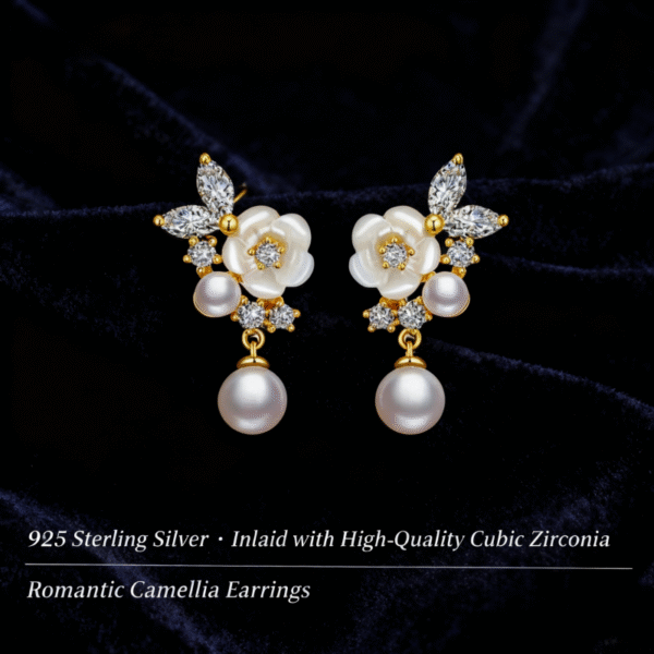 2025 New Light Luxury Camellia Earrings – S925 Sterling Silver Women’s Jewelry, High-End Romantic Gift for Girlfriend
