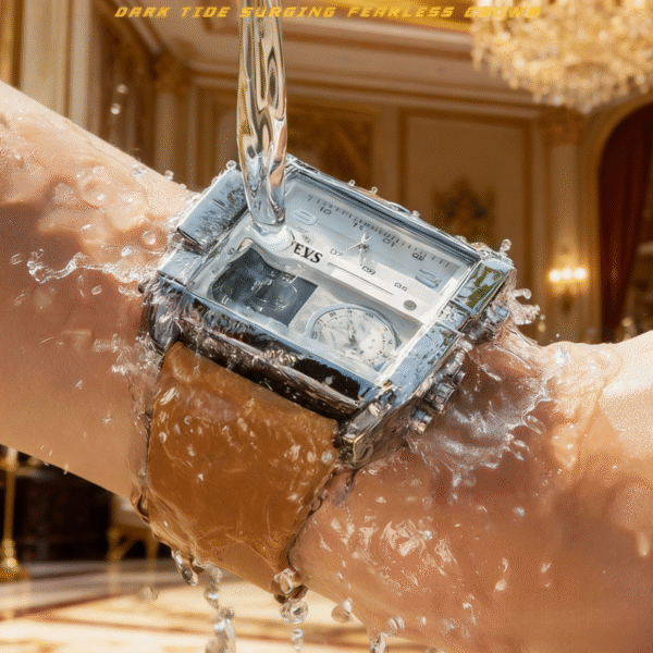 Luxury Dual Display Square Men's Watch – 30M Waterproof | OLEVS Leather Strap Chronograph