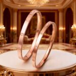 18K Rose Gold & Yellow Gold Starburst Bangle – Elegant Concubine Oval Bracelet, Smooth Finish | Valentine’s Day Gift | 6g / 9g / 12.8g