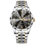 BINBOND genuine men's watch waterproof luminous dual calendar watch men's quartz watch diamond pointed top glass