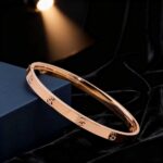 18K Rose Gold & Yellow Gold Starburst Bangle – Elegant Concubine Oval Bracelet, Smooth Finish | Valentine’s Day Gift | 6g / 9g / 12.8g