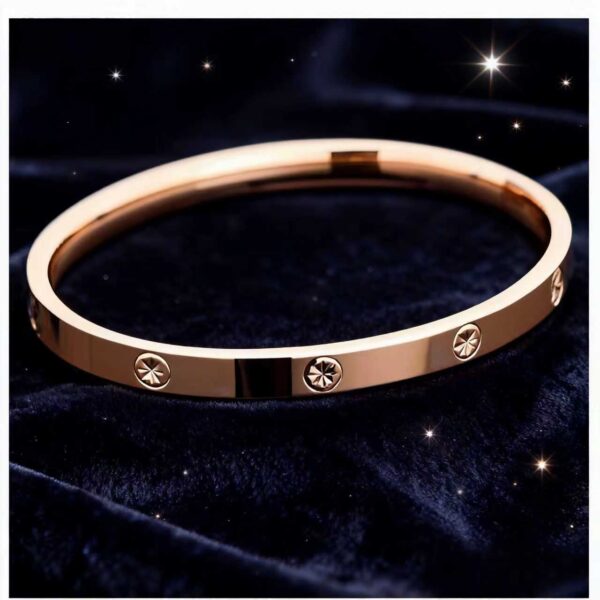 18K Rose Gold & Yellow Gold Starburst Bangle – Elegant Concubine Oval Bracelet, Smooth Finish | Valentine’s Day Gift | 6g / 9g / 12.8g